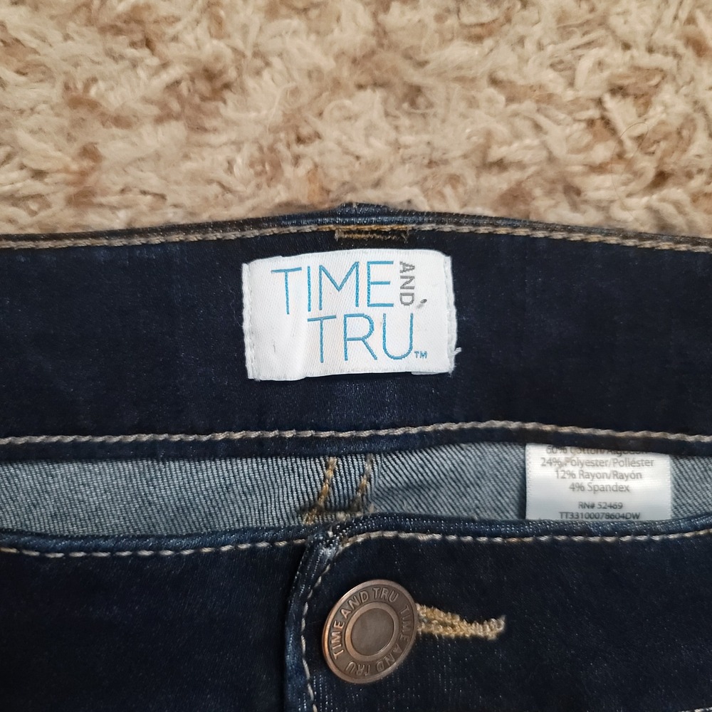 Time and Tru Skinny Jeans Womens 18 Short Dark Wash High Rise Stretch Denim